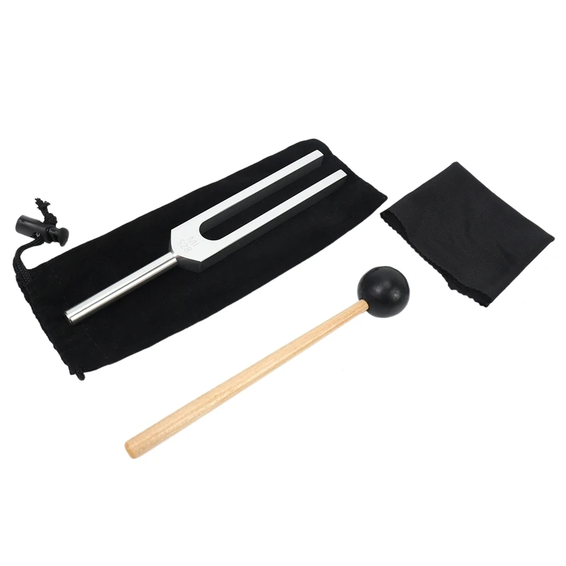 1/4 Pack Tuning Fork Set(128 Hz,256 Hz,512 Hz,528 Hz)With Tuning Fork Hammer For Sound Healing Sound Vibration Tools 6