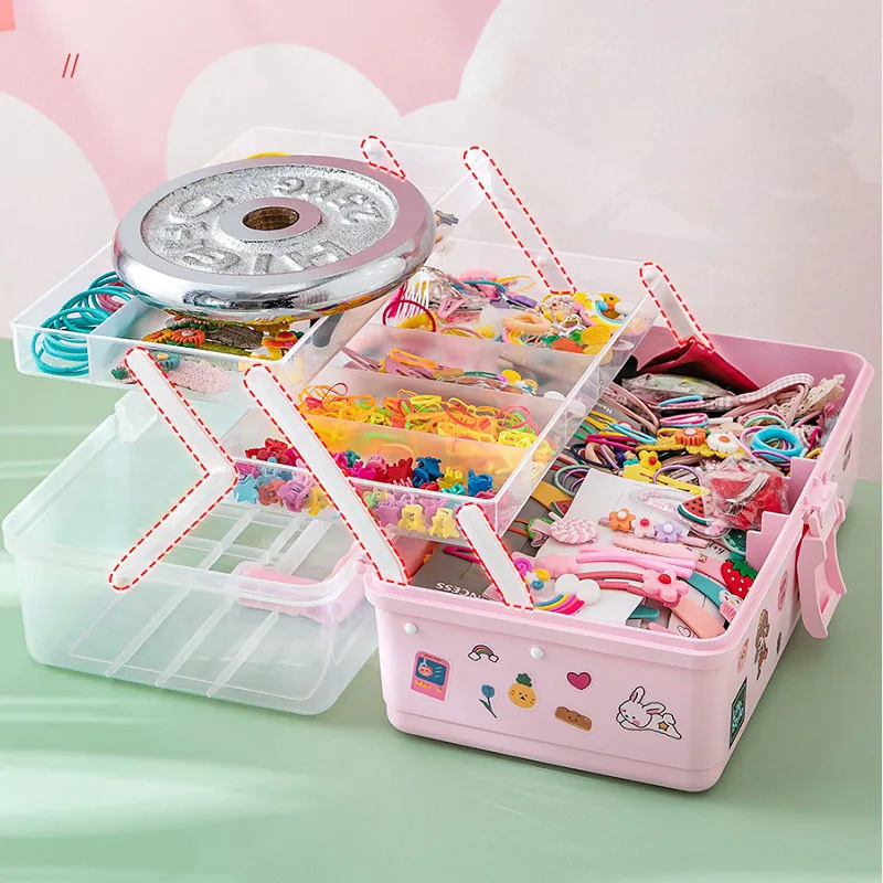 Hair Accessories Storage Box Girls Bows Hair Holder With Handle Versatile  Three Layer Organizer For Nail Sewing Supplies Makeup - AliExpress