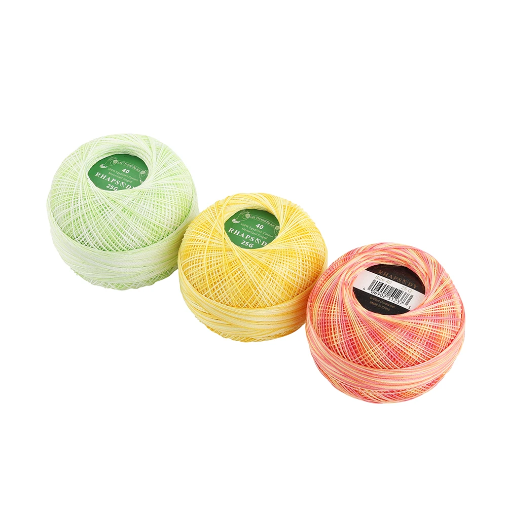 Crochet Yarn 53 Colors Cotton Pearl Thread Size 40 100% Egyptian Long Staple Cotton gassed double mercerized Tatting Knitting Crochet300Yards