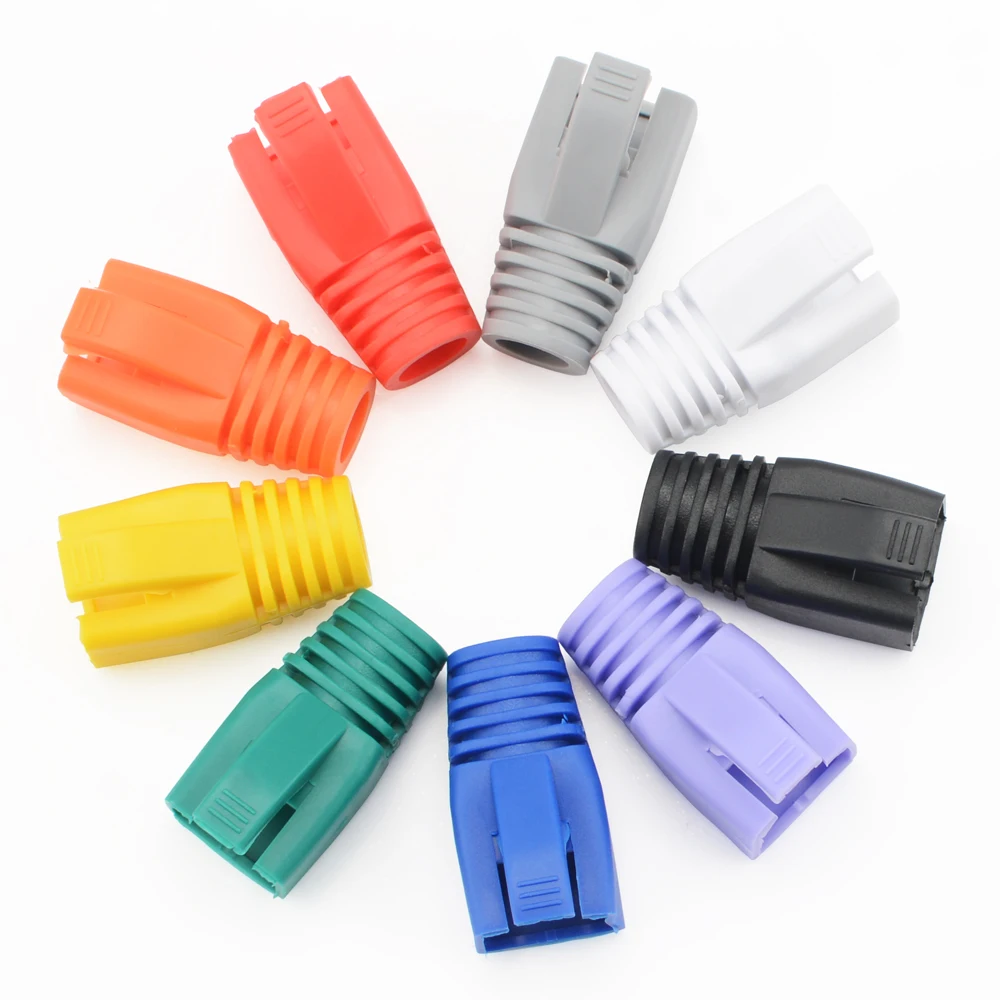 50pcs OD7.0 케이블 커넥터 플러그 커버 CAT6 CAT7 RJ45 이더넷 네트워크 케이블 10 색 스트레인 릴리프 부츠