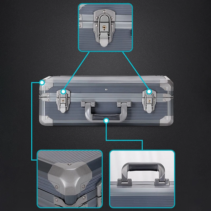 Multifunctional Tool Case Aluminum Alloy Household Hardware Tools Storage Box Portable Partition Repair Tool Organizer Suitcase 6