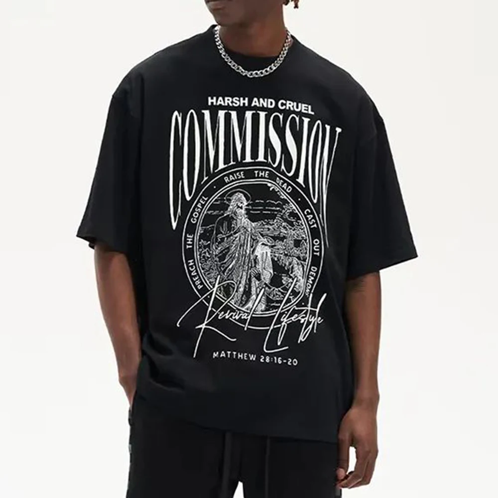 

Summer Street Y2K Short-sleeved T-shirt Top 2023 New Chicano Graffiti Printing Tatoo Pure Cotton Casual Hiphop Men's Clothing