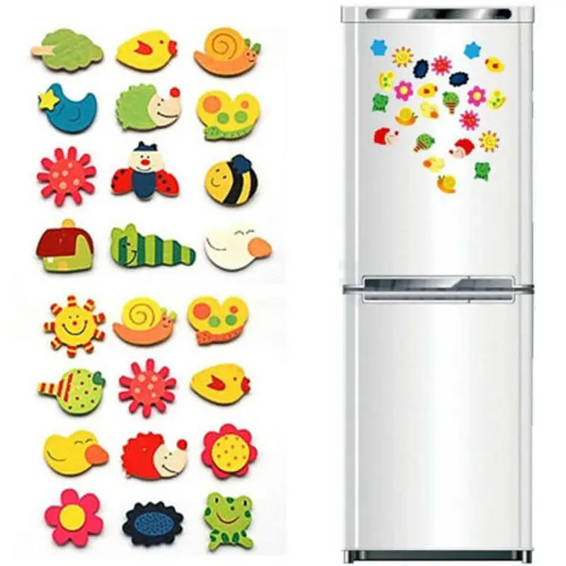 12Pcs/Set Baby Cute Wooden Cartoon Animal Fridge Magnets Educational Toys Souvenir Home Decor