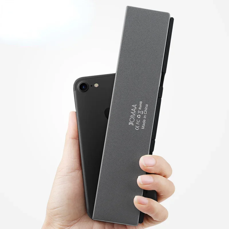 Mini Teclado Dobrável sem Fio com Suporte Teclado Bluetooth Suporta Dispositivos Recarregável Telefone Tablet