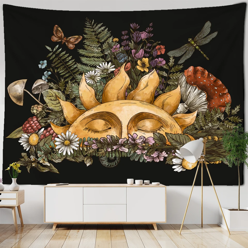 Arazzo Floreale Vintage Con Stampe Botaniche E Frasi – 122x91 Cm, Perfetto Per Decorare Camera Da Letto, Soggiorno O Dormitorio