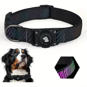 Dog Collar, Gradient Reflective, Padded, Heavy Duty Nylon Dog Collar, Suitable for Gas Tags (Not Included), Twill - M 1