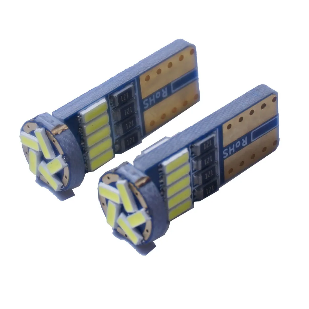

100PCS Car LEDs Light T10 168 194 W5W 15 LED 4014 Clearance Lamp Interior lamps Side Lights License Plate Light White DC 12V