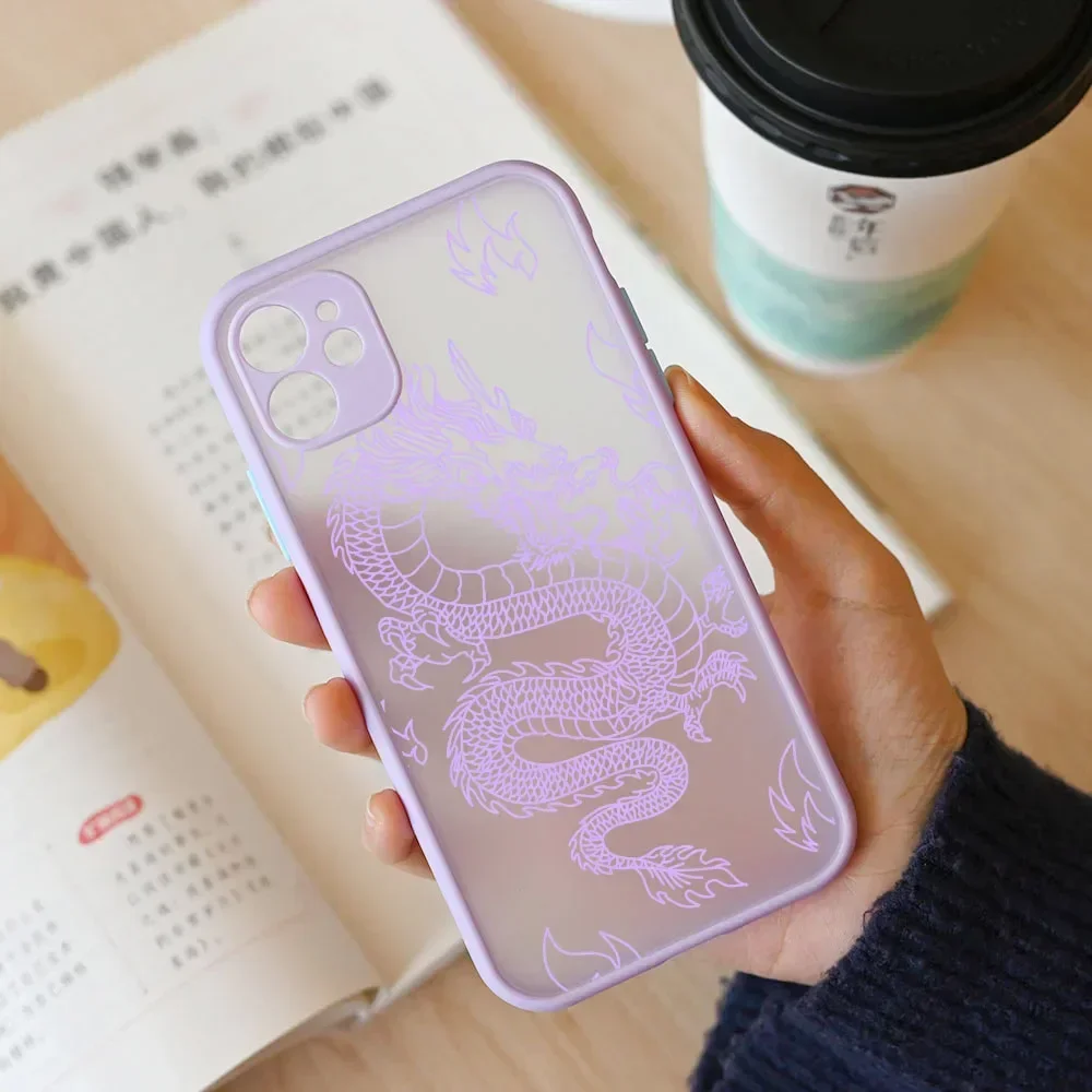 Stylish Purple Dragon Pattern Glossy Soft Silicone Phone Case Cover