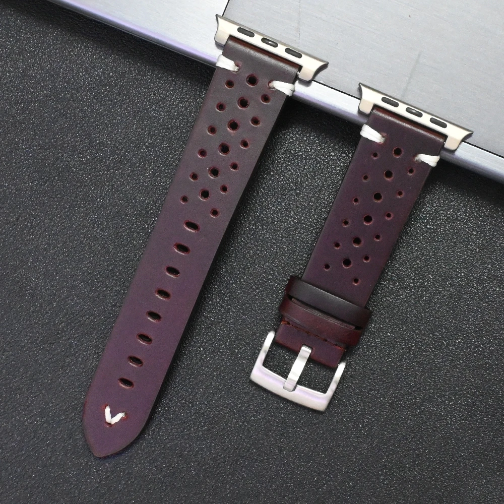 Premium Genuine Leather Watch Band - Elegant Titanium Strap