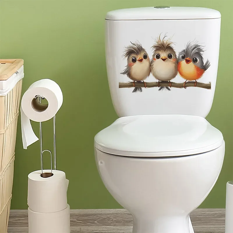 Cartoon Tree Branch Bird Wall Stickers Bathroom For Toilet Decoration Mural Living Room Cabinet Home Decor Self-adhesive Decals