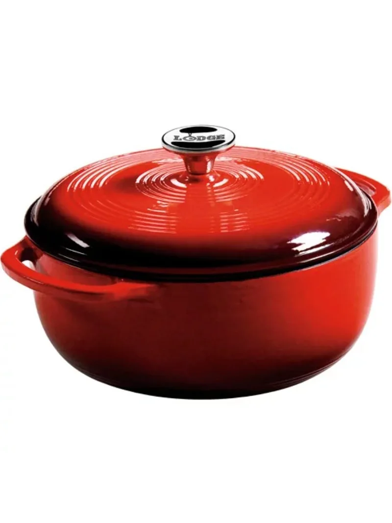 

Lodge Cast Iron 4.5 Quart Enameled Dutch Oven, Red