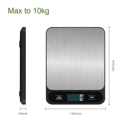 Sleek Black Stainless Steel Digital Kitchen Scale - Precision Weighing (10kg 1g)