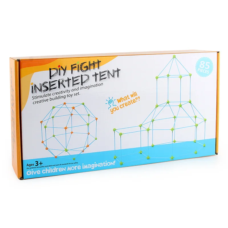 DIY 어린이 조립 장난감 85개 야외 교육용 건설 세트 텐트 성 창의적 STEM 학습 페그 블록