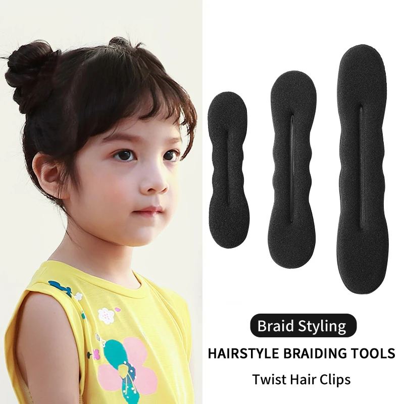 1Pcs Women Girls Black Hair Band Sponge With Ball Head Rope Doughnut Curler Elastic Hair Band Hair Hoop Hair Styling Tool