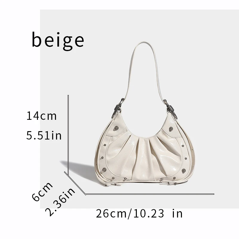thumbnail image 1 of Bolso de hombro de cuero encerado con aceite rojo Bolso de mano de diseñador de lujo para mujer Bolso de mano con tachuelas Cartera de tendencia de moda 2024, 1 of 5