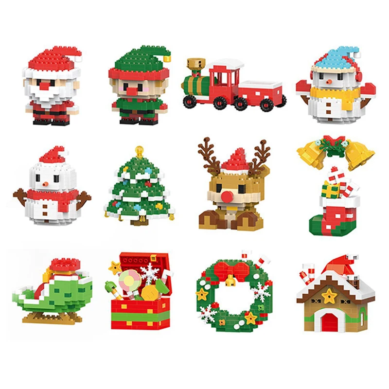 Festive Micro Building Block Christmas Gift Set - Santa Claus, Reindeer & Holiday Puzzle Bricks