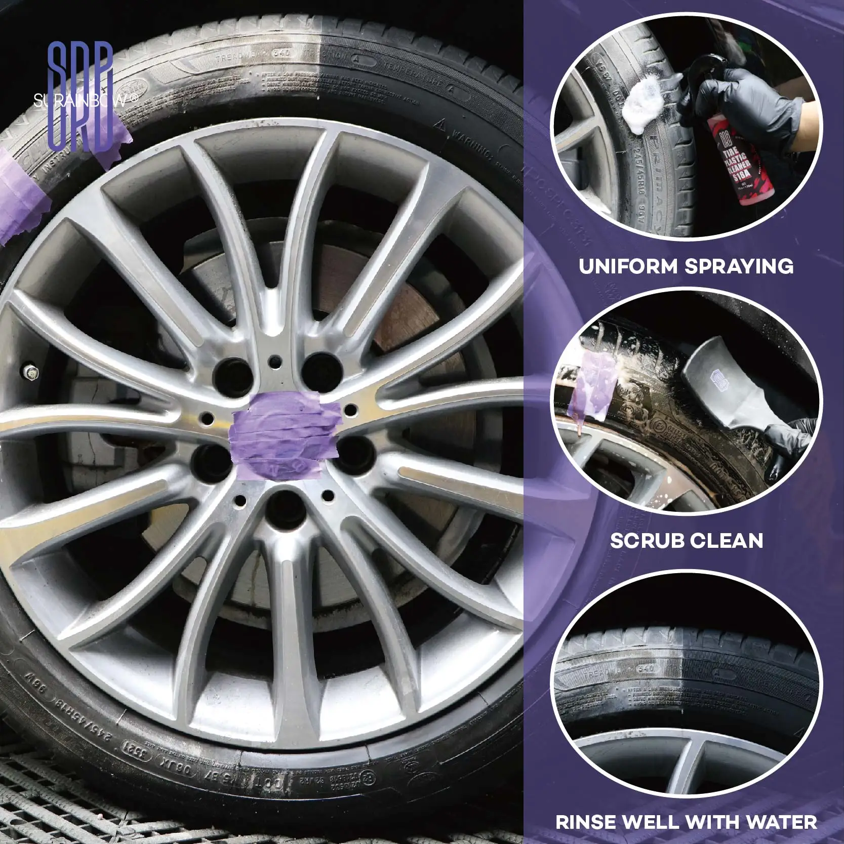 Tire Cleaner-Deep Clean Easily Removes Tire Dirt, Oil, Grime and more Safe for All Tires For Cars, Trucks, Motorcycles