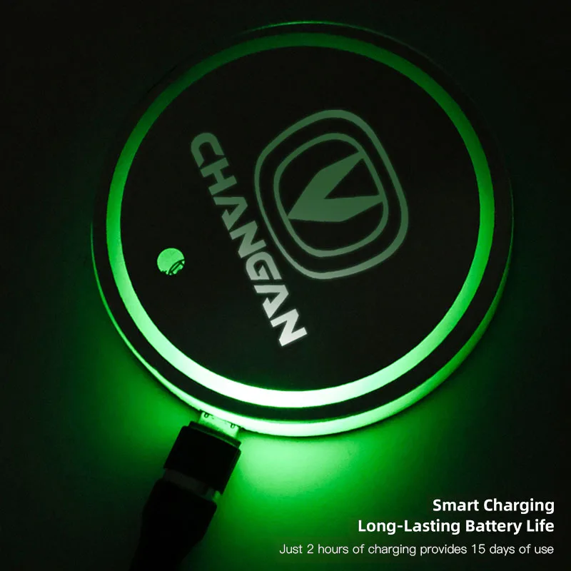 차량용 컵받침 패드 화려한 LED 분위기 조명 물컵 매트 장안 CS75 CS35 플러스 CS15 CS95 라톤 CX70 CS55 이도용