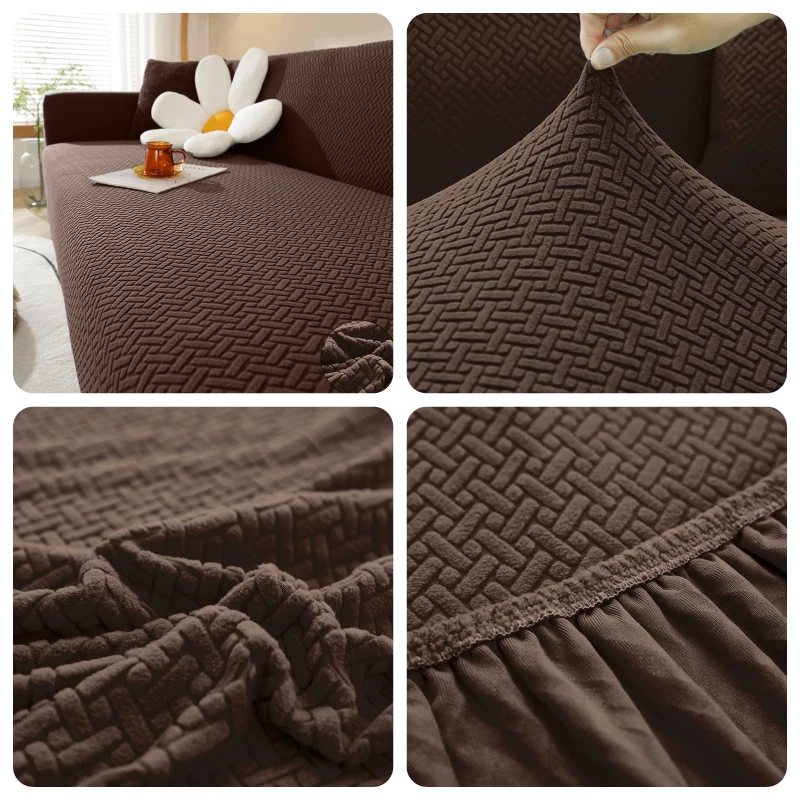 Elastischer Jacquard-Stoff Sofabezug Stretch-Couchbezug Ecksofa-Überzug für L-förmige Sofas Eckbezug für Zuhause 1/2/3/4/5-Sitzer – Detail 15