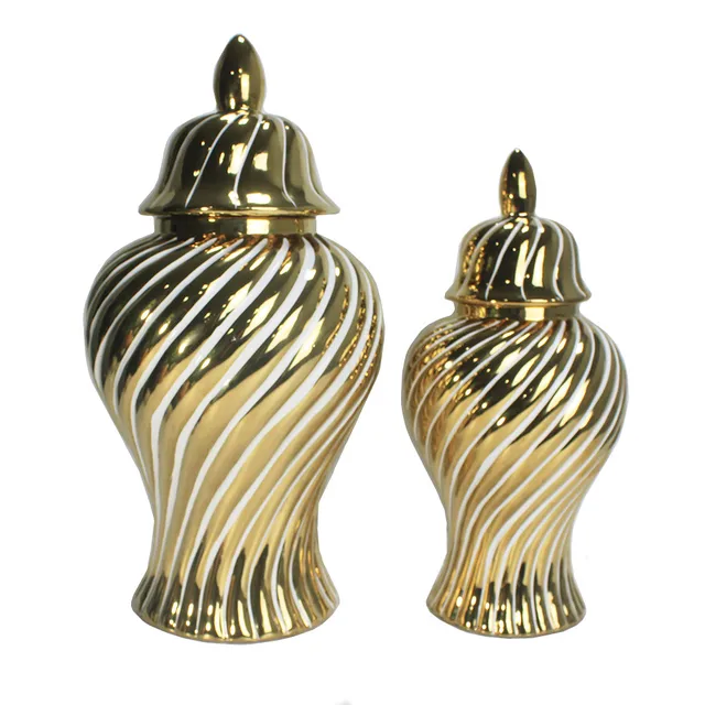 Kerámia Tároló Tartály Shogun Jar Aranyfehér Forgó Béren Kívüli Gyömbér Edény Virág Váza Vintage Porcelán Kézműves Otthoni Dekoráció - Image 6