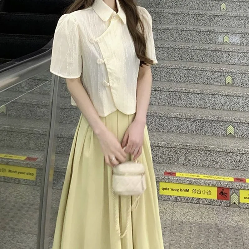 

Light Mature Style Half Skirt Outfits 2023 Summer New Arrival Women's Cool Elegant Small Dress Sweet Two Piece Set for Women