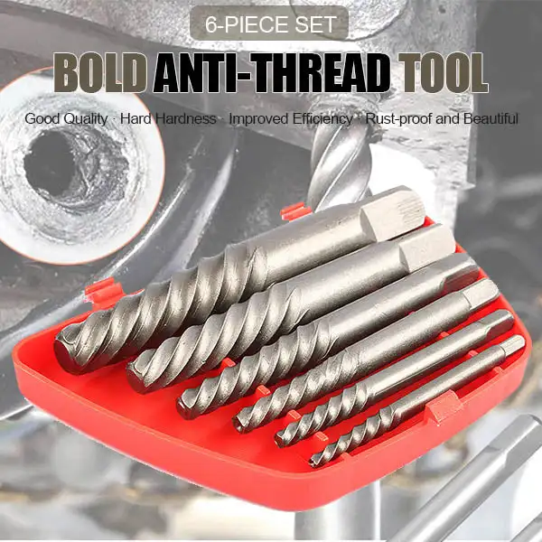 

Mintiml® 6-Piece Extended Anti-Thread Tool Set Damaged Broken Screw Remover Extractor Drill Bits Damaged Bolts Remover Tool