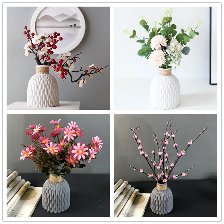 

Modern Flower Vase Imitation Ceramic Flower Pot Decoration Plastic Vase Nordic Style Living Room Decoration Home Decoration DIY