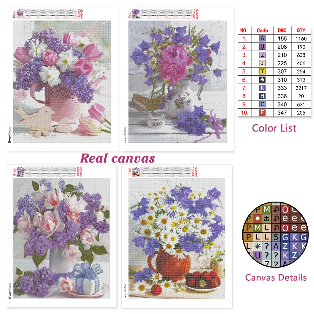 EverShine Diamond Painting Flower Cross Stitch Set Diamond Mosaic Daisy Full Square Embroidery 5D Rhinestones Handmade Gift