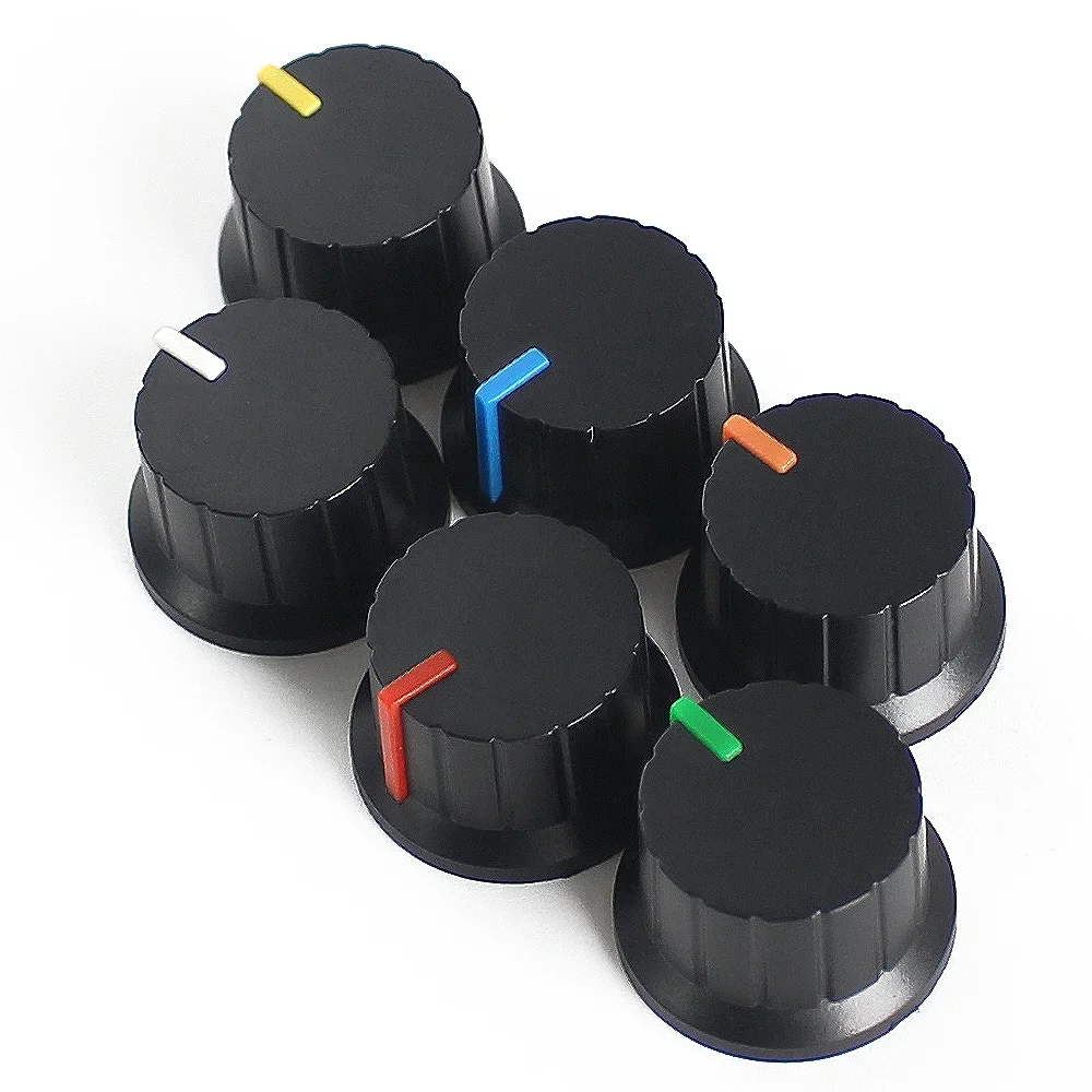 30PCS 24x15mm Potentiometer Knobs Encoder Switch Cap Plastic Switch Caps White/blue/green/orange/yellow 6value*5PCS Switch Knobs