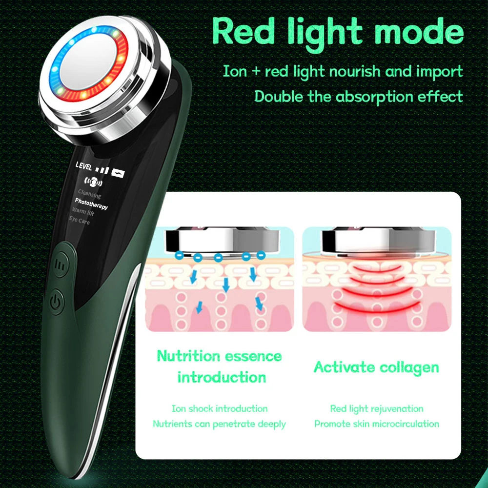 Face Massager Skin Rejuvenation Radio Mesotherapy LED Facial Lifting Beauty Vibration Wrinkle Removal Anti Aging Radio Frequency 4