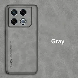 Luxury PU Leather Shockproof Phone Case with Matte Silicone Back Cover for Infinix GT 20 Pro (Gray)