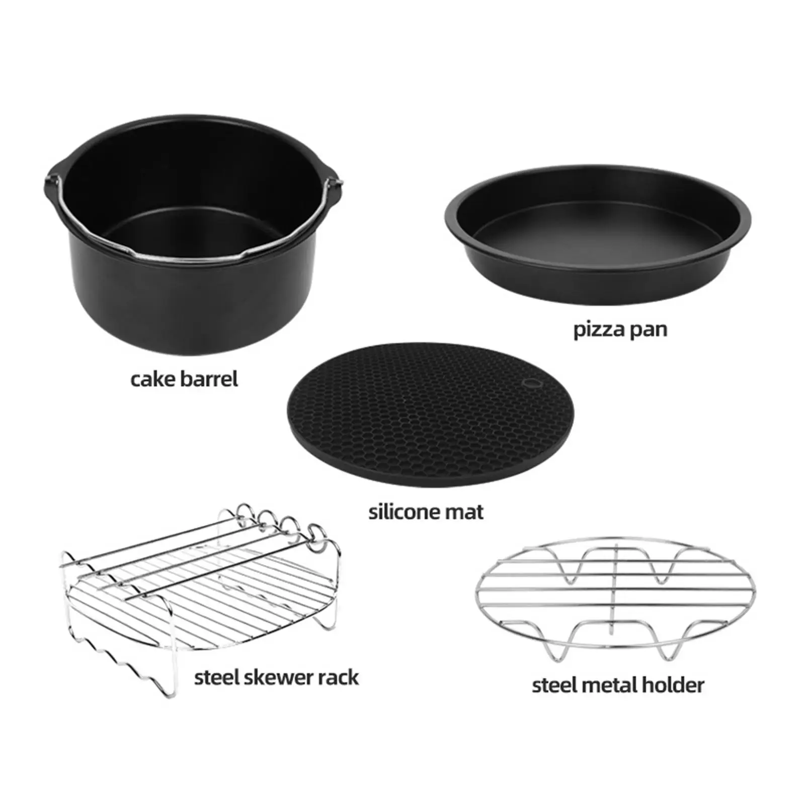 8x Stainless Steel Air Fryer Accessories Set Cake Barrel 7 inch for 3.5-6Qt