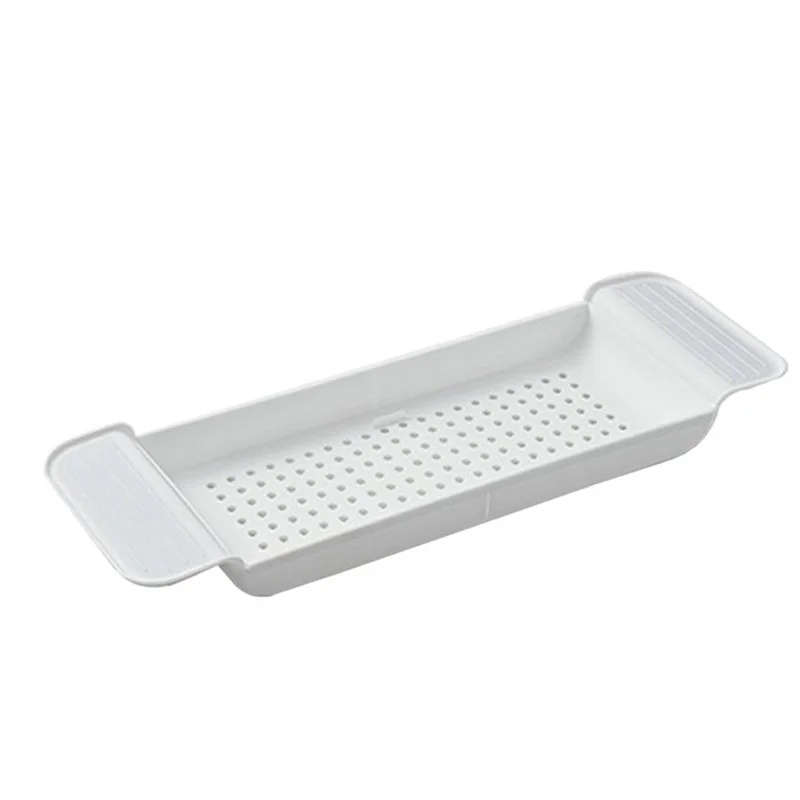 Bath Tub Tray Extendable Draining Bath Tray Space-Saving Household Bathtub Shelf Small Storage For Towels Glasses