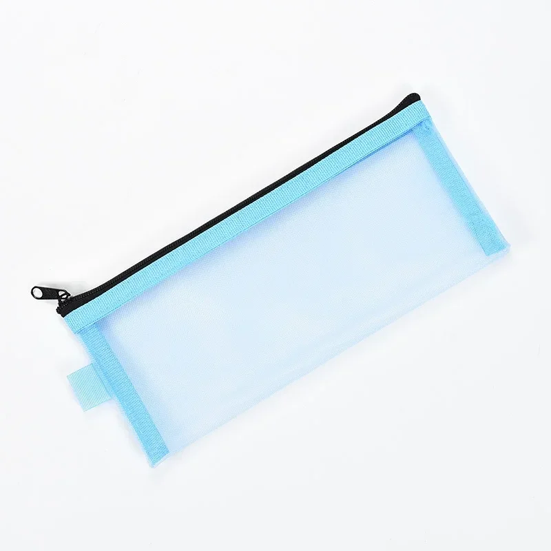 1 Piece Mesh Simplicity Solid Color Pencil Case Nylon Durable Transparent Pen Bag Large Capacity Stationery Case School Supplies pencil cases