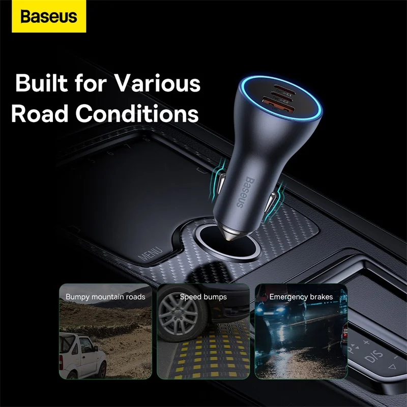 Baseus 65W USB Type C Car Charger Quick Charge QC 4.0 PD 3.0 Fast Charge Charger in Car For iPhone 13 Pro Xiaomi Samsung Huawei car charger car phone charger