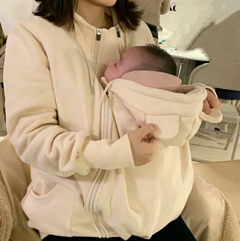 Winter Pregnancy Kangaroo Casual Hooded Jacket Baby Carrier Coat Sweater Vest Mommy Outerwear Sweater women jacket