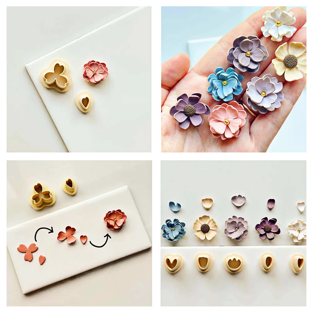 NewEarringsPolymerClayMouldingSmallPetalsLargeFlowersEssential