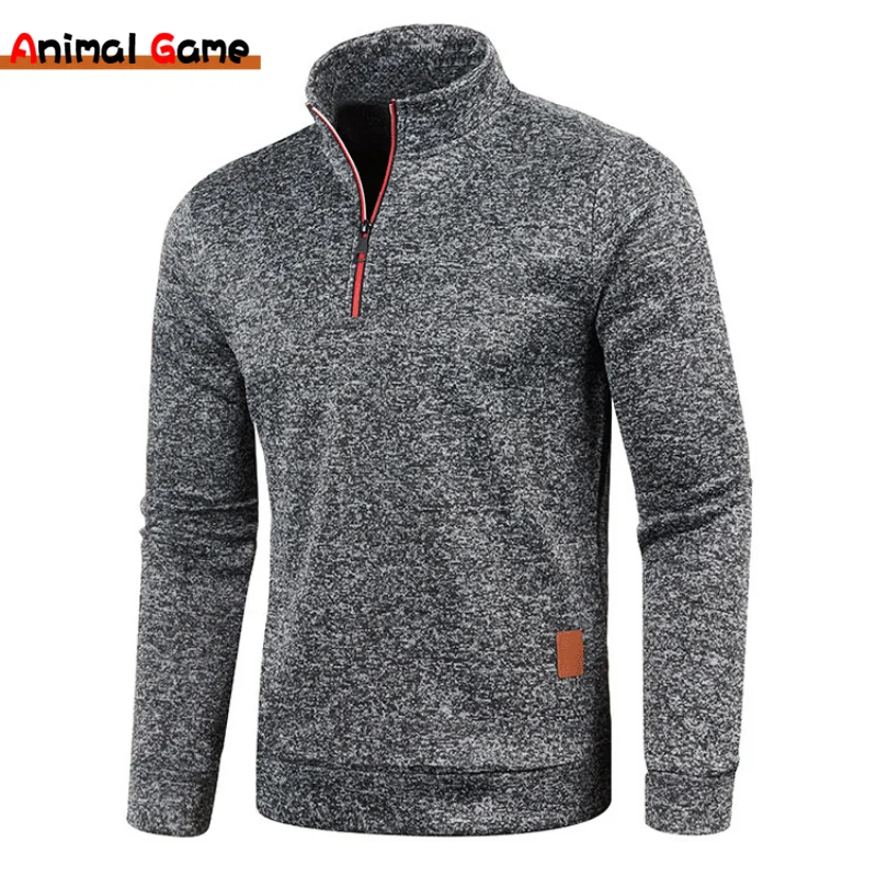 Winter Men's Long Sleeve Thicker Sweater Half Zipper Fashion Stand up