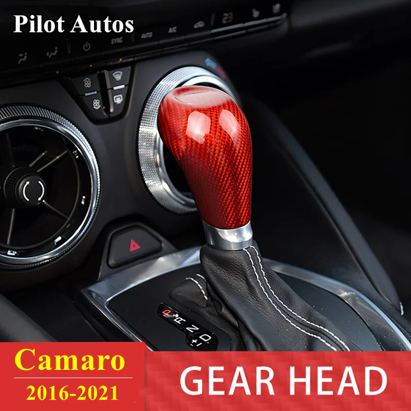 

Genuine Carbon Fiber Car Gear Shift Knob Cover Trim Sticker For Chevrolet Camaro 2016 2017 2018 2019 2020 2021