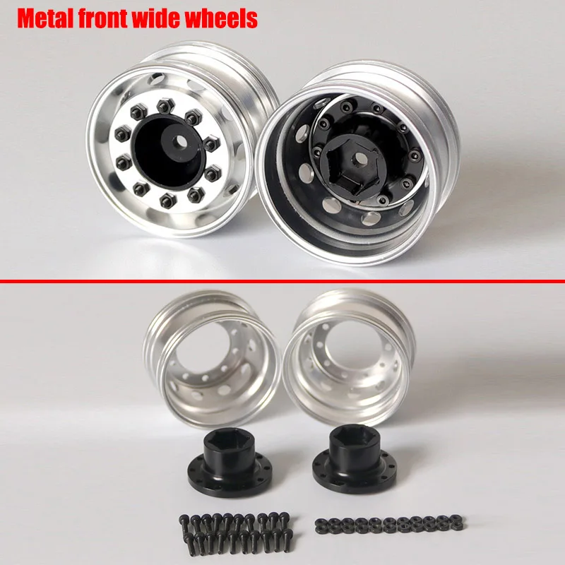 

2pcs Metal Front Wide Wheel Hub for 1/14 Tamiya RC Truck Trailer Tipper Scania R470 R620 770s Benz Actros Volvo MAN LESU Part