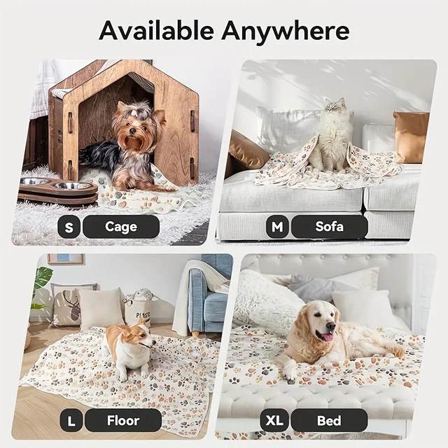 Flannel Pet Blanket,Cute Dog Paw Print Blanket Pet Mat for Puppy Kitten Warm and Comfortable Blanket Suitable For Cats And Dogs 5