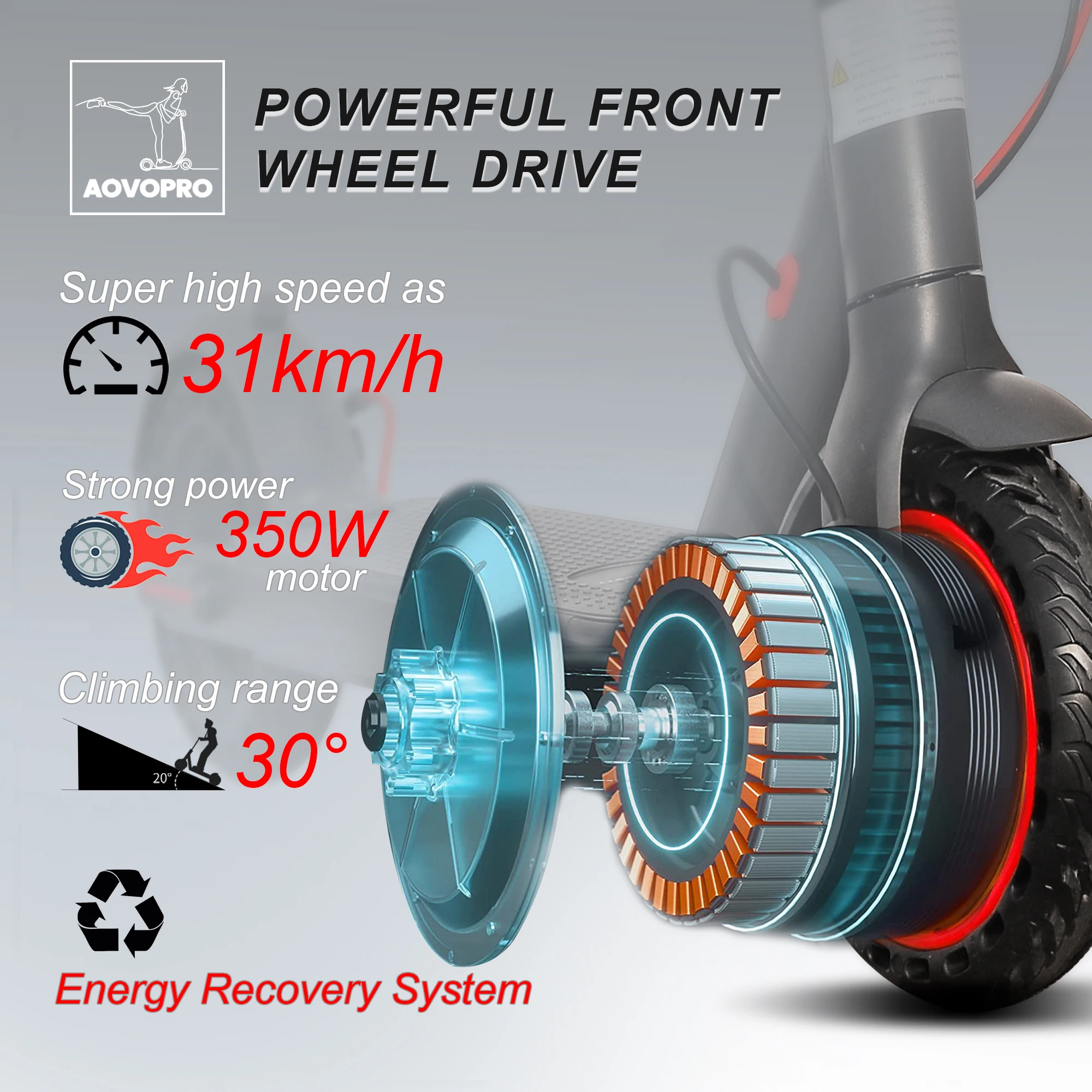 AOVOPRO Adult Electric Scooters 350W 31km/h Smart APP Folding Scooter For Work Aluminum Alloy Electric Scooter Long Battery Life