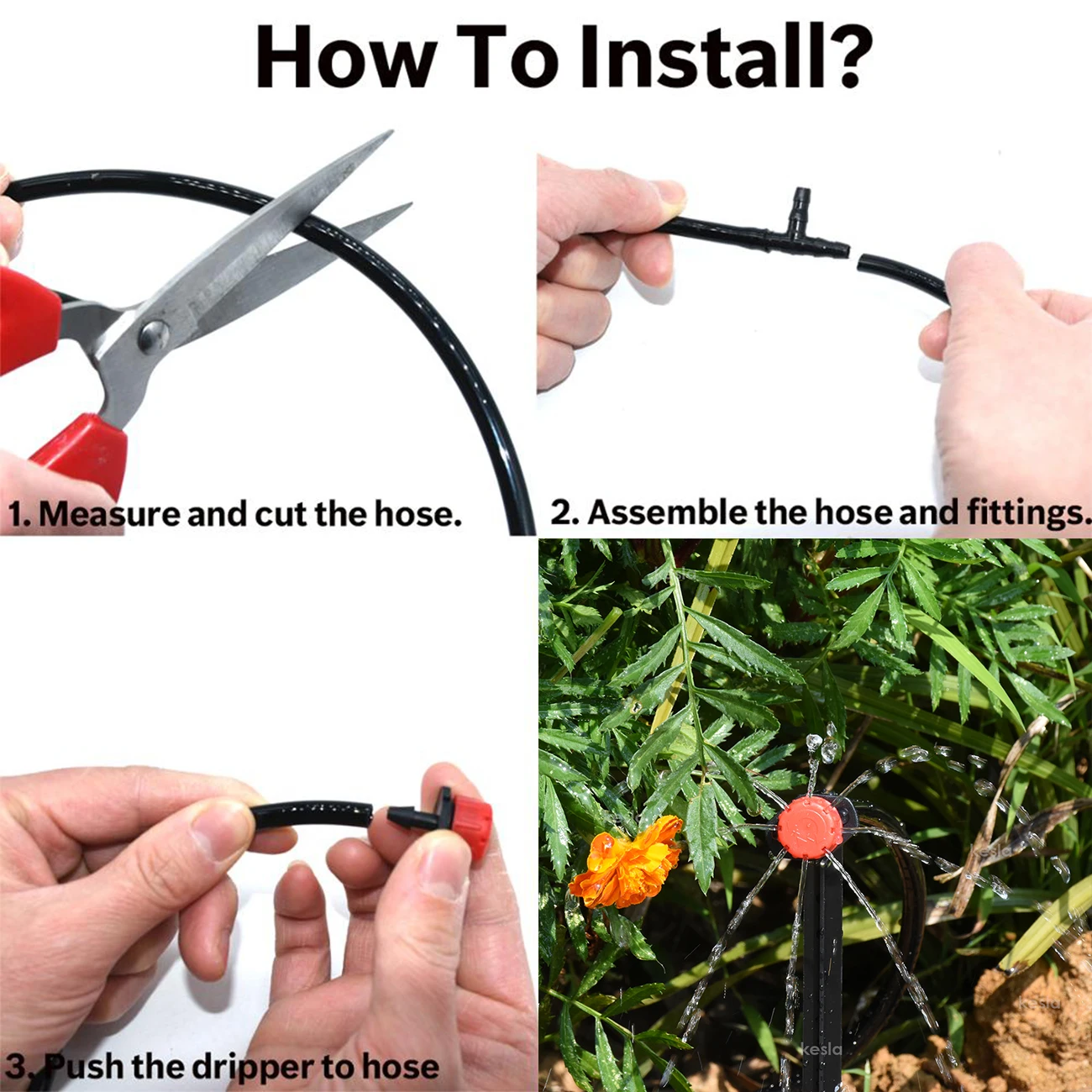 KESLA 5-100m Garden Watering Hose 4/7mm PVC Micro Irrigation Pipe Drip Irrigation Tubing Sprinkler 1/4" Lawn Balcony Greenhouse