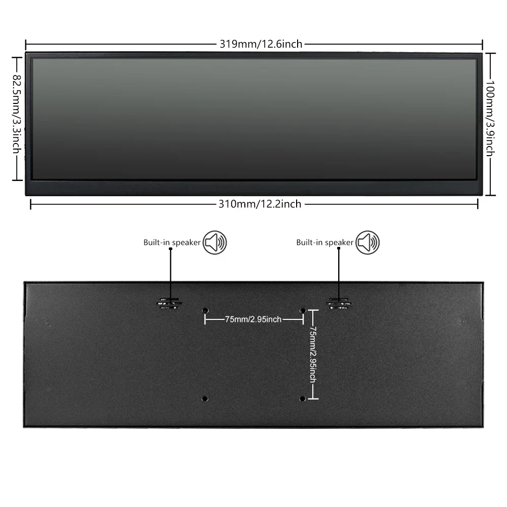 Wisecoco Ultra Wide Long Bar Portable Monitor for Corsair 4000D Case Game Console Raspberry PI PC Sub Screen Advertising Display