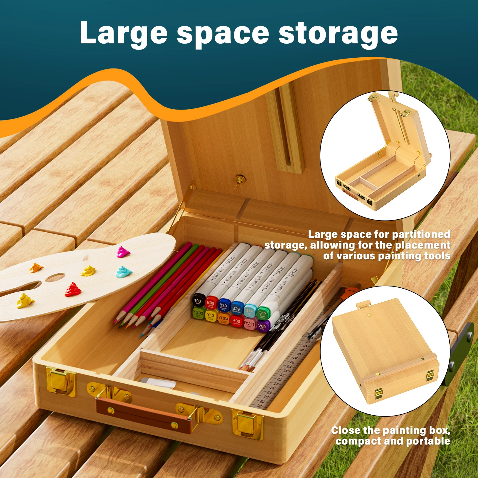 Adjustable Wood Table Sketchbox Easel,Desktop Artist Easel Premium Beechwood Sketch Easel Box for Painters Art Students&Beginner