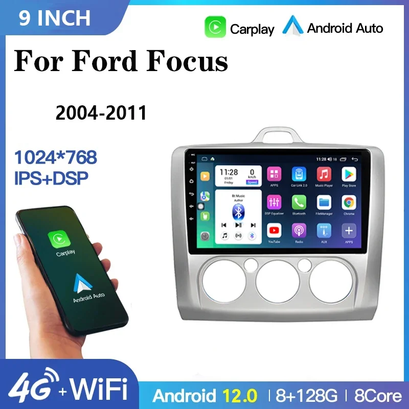 

2 Din 9'' Car Radio For Ford Focus Mk2 Mk3 2004-2011 Android Auto V1pro AI Voice Carplay 4G Multimedia GPS 2 Din Autoradio