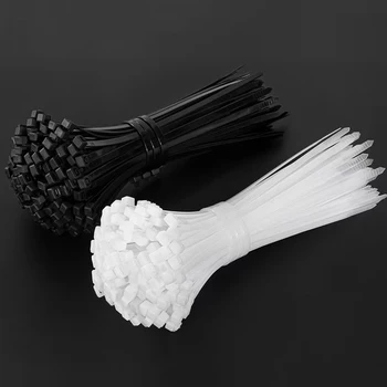 100PCS/bag black Zip wraps strap nylon cable tie set fastening ring Loop Wire Wrap Self-locking plastic nylon tie