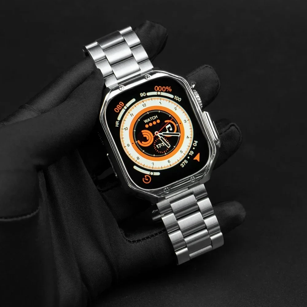 Sleek Stainless Steel Apple Watch Band with TPU Protective Case
