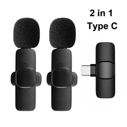 Wireless Omnidirectional Lavalier Microphone for Recording and Streaming (2 - in - 1 for Type C)