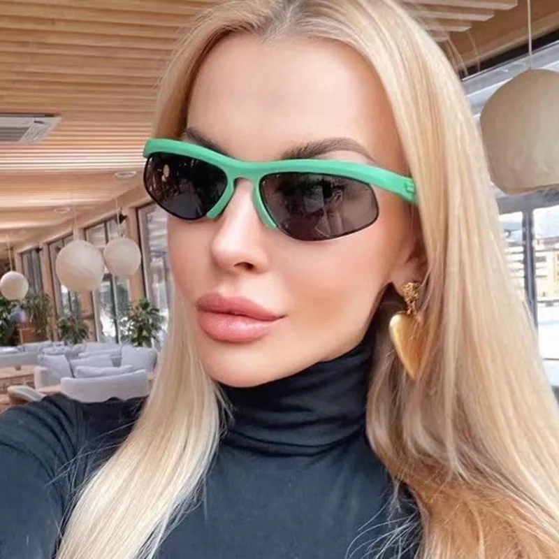 

Солнцезащитные очки с полуободковой оправой UV400 для мужчин и женщин, брендовые дизайнерские классические аксессуары в стиле хип-хоп и панк, с квадратными линзами, модные